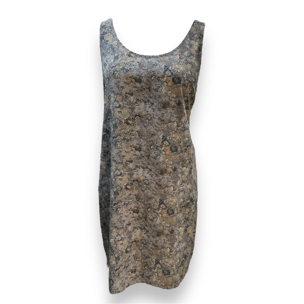 Eileen Fisher Top Size Large 100% Silk oversized tank gray taupe abstract‎ L XL